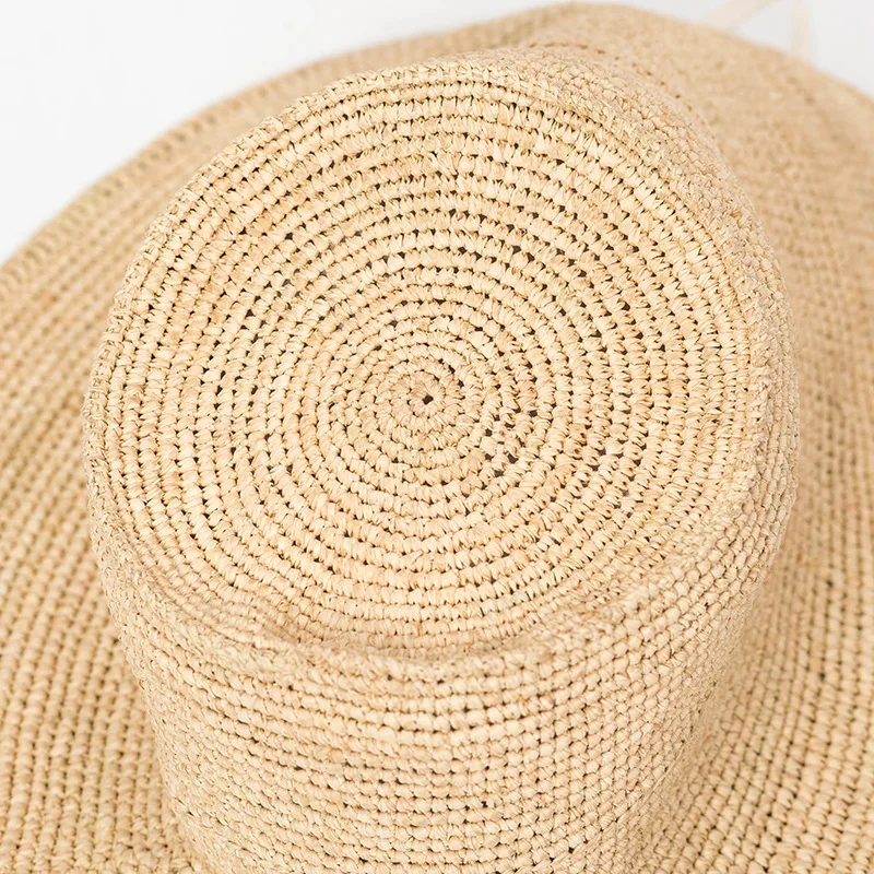 Raffia вязаная крючком шляпа винтажная женская летняя Солнцезащитная ручной работы