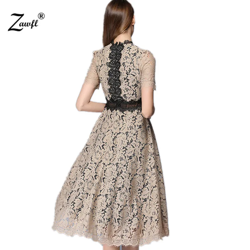 Женское длинное платье с коротким рукавом кружевное в стиле пэчворк S-XXL 2021 |