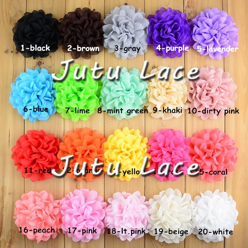 

50 pcs/lot , 10cm '' shabby chiffon flowers , singed chiffon flowers for girls headband hair accessories 20 colors