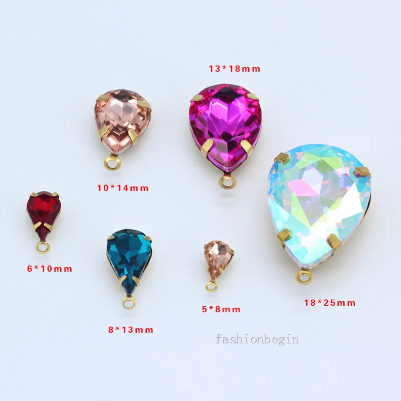12p 13x18 мм цветная оправа граненые стеклянные каплевидные Подвески соединитель