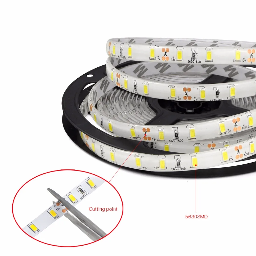 1/2/3/4/5M IP65 Водонепроницаемый Светодиодные ленты светильник 5630 SMD DC12V 60