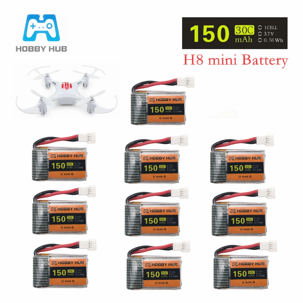 Battery For H8 Mini 3.7v 150mah 30C For H2 H8 H48 U207 Battery RC Quadcopter Spare parts 3.7v Lipo Battery for Helicopter