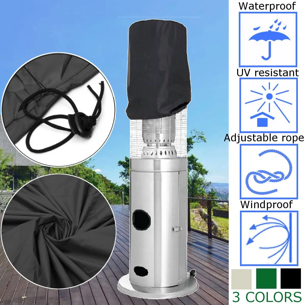 

50*45*45cm 3 ColorOutdoor Rain Waterproof Heater Cover Protector Backyard Garden Patio Heater Dust All-Purpose Cover