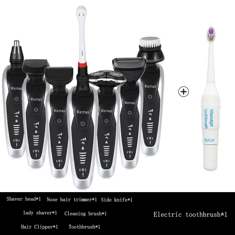 Kemei 7 in 1 Men's 3D Electric Shaver Beard Trimmer Rechargeable Razor for Men Shaving Machine Face Care electric razor | Бытовая