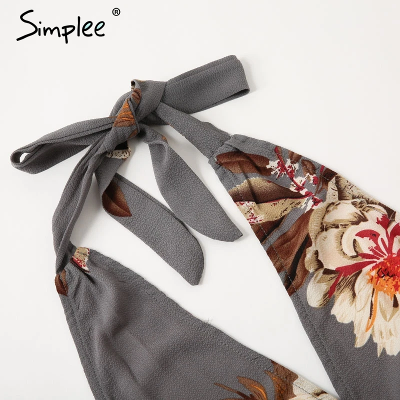 Simplee сексуальное платье с лямкой на шее открытой спиной комбинезон женский Boho