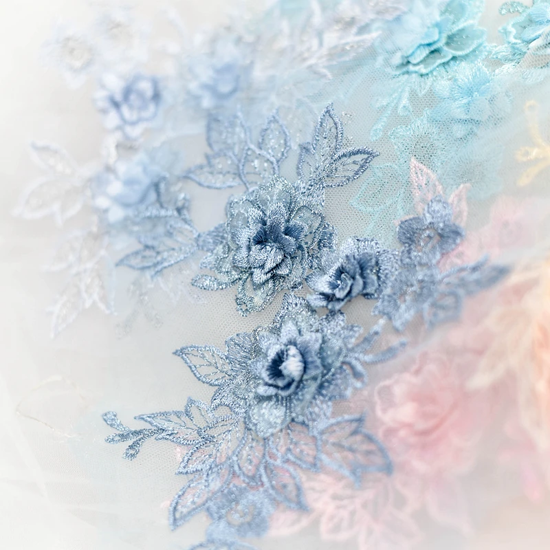 

Color stereo 3d embroidery lace applique wedding dress handmade DIY children's clothing patch flower clothing materials 19*15cm