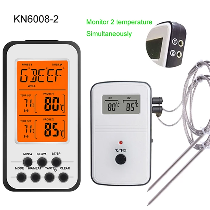 KN6008-2 Дистанционный беспроводной цифровой термометр для воды, жидкости, барбекю, гриль, мясо, кухня, духовка, для приготовления пищи, бытовые приборы для измерения температуры - Цвет: KN6008-2