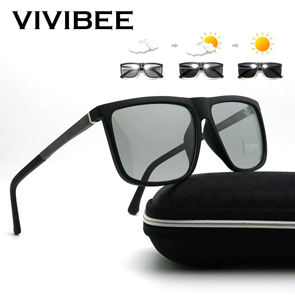 Солнцезащитные очки VIVIBEE прямоугольные большие фотохромные поляризационные для