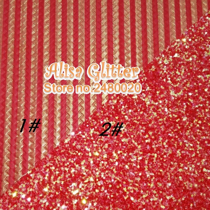 2 шт. 21x29 см красная кожа с принтом в полоску и блестками искусственная ткань для
