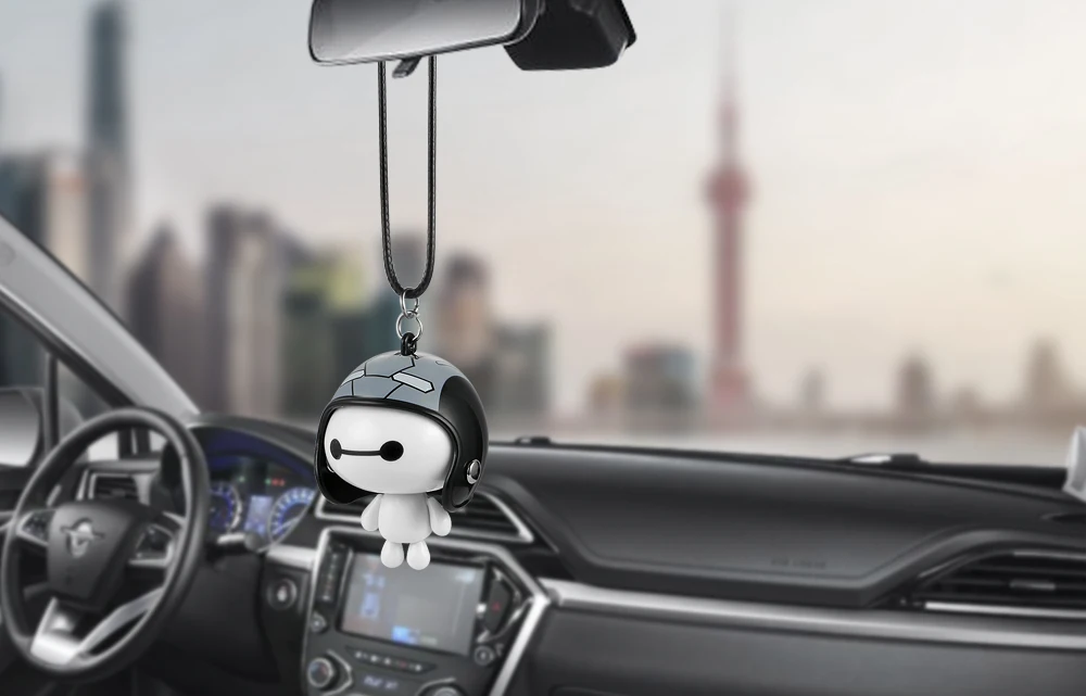 Автомобиль кулон милый шлем робот Baymax куклы висячие украшения автомобили Зеркало заднего вида подвеска украшения аксессуары Подарки