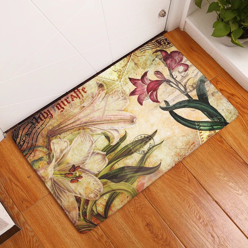 2017 новые ковры с принтом цветов и животных Нескользящие кухонные коврики для