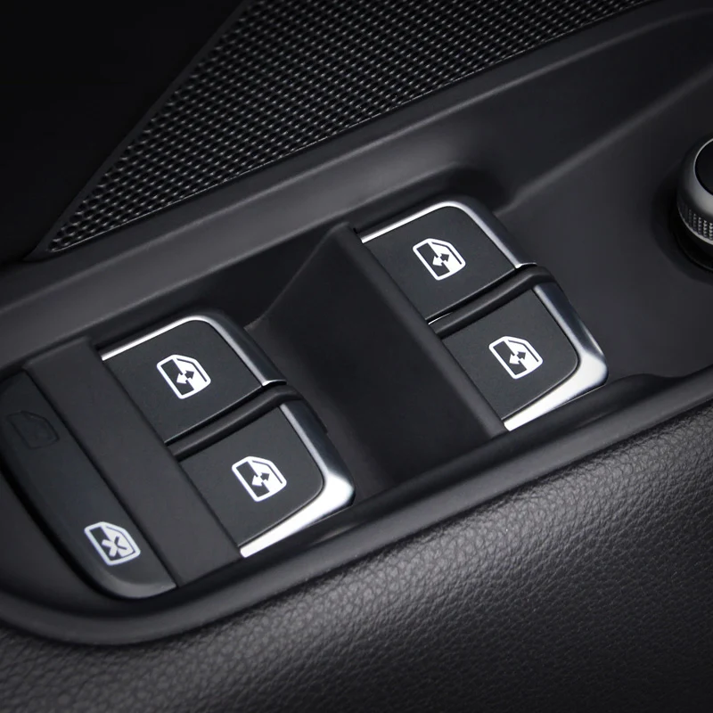 

7pcs Chrome Window Glass Lifter Buttons Cover Trim Fit for Audi A3 8V A4L A6L Q3 Q5 2014-16 Interior Armrest Decoration Sticker