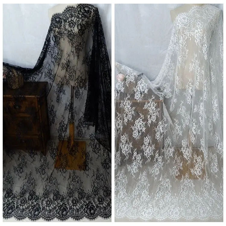 

70-150CM wide high quality eyelash lace fabric European handmade DIY dress sewing fabric accessories.