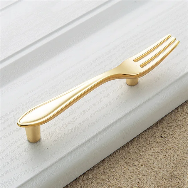Fork Gold Креативные ручки для кухонного шкафа, ложки, вилки, уникальные ручки для шкафа, модные ручки для кухонных ящиков - Цвет: Fork Gold