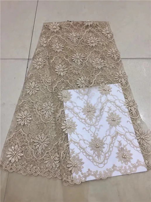 Beaded Trim Tulle Lace Fabric Mesh Embroidery African 3d 2018 High Quality Nigerian Fabrics green | Дом и сад
