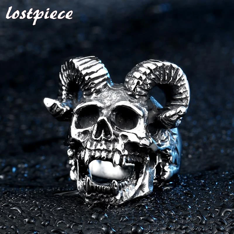 Lostpiece 2018 Новый черный серебристый цвет Цвет Титан Нержавеющая сталь сатана череп