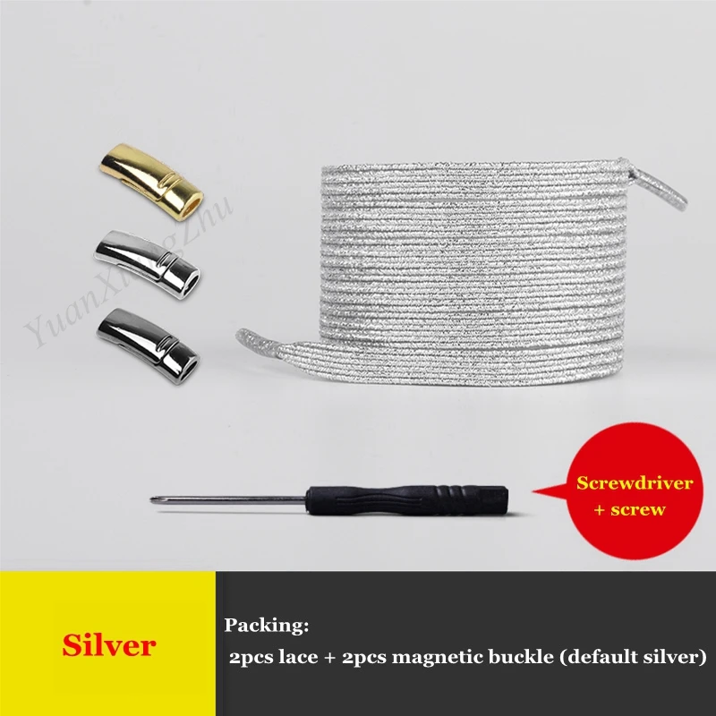 Silver Новые магнитные шнурки эластичные фиксирующие шнурки специальные креативные шнурки без завязок шнурки для детей и взрослых шнурки для кроссовок - Цвет: Silver