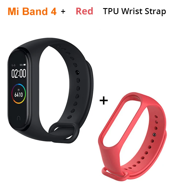 With red Xiaomi Mi Band 4, умный браслет, miband 4, браслет, пульсометр, фитнес, 135 мА/ч, цветной экран, Bluetooth 5,0, xiaomi mi band - Цвет: With red