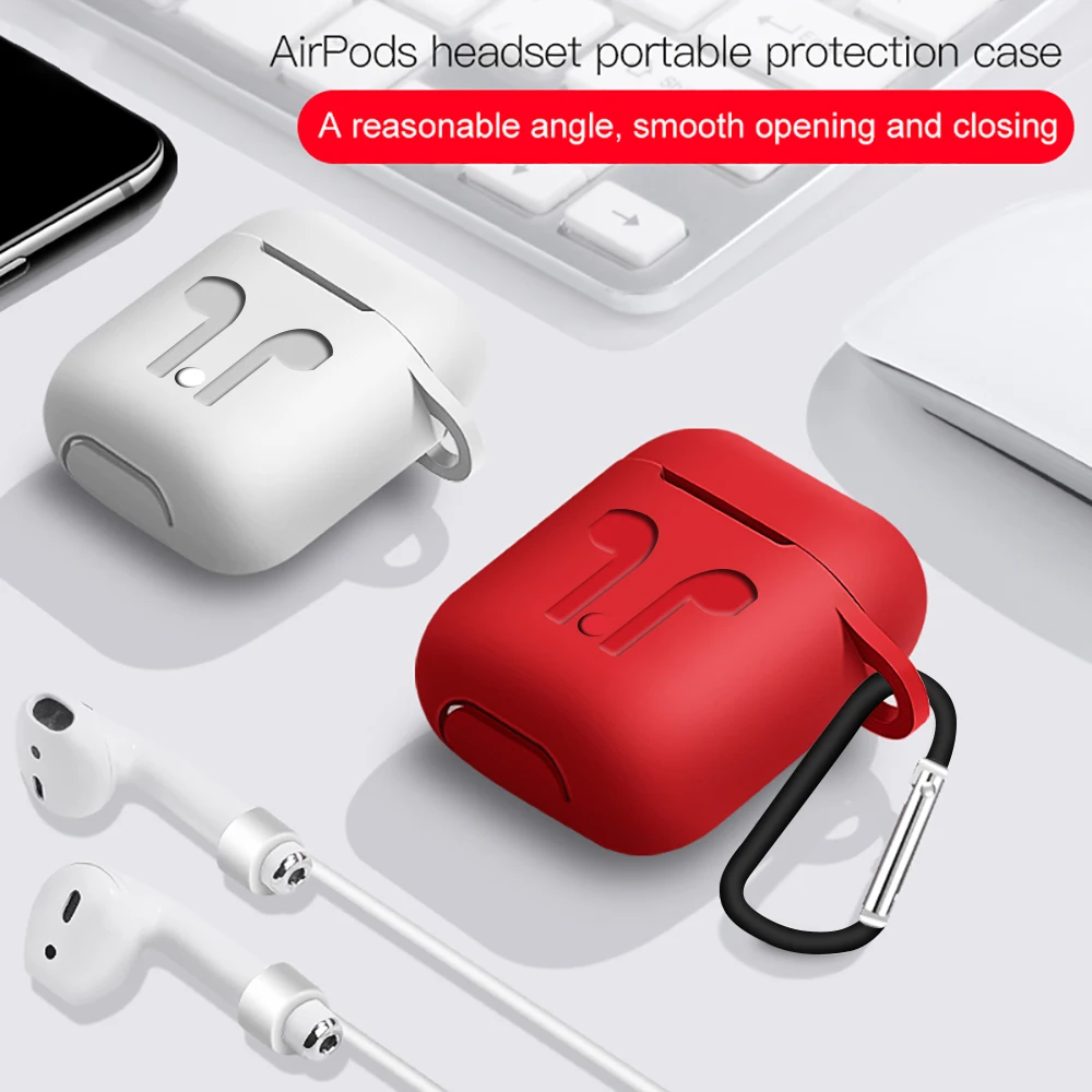 Силиконовый чехол 3 в 1 для наушников Apple Airpods шнур защиты от потери зарядный Air Pods