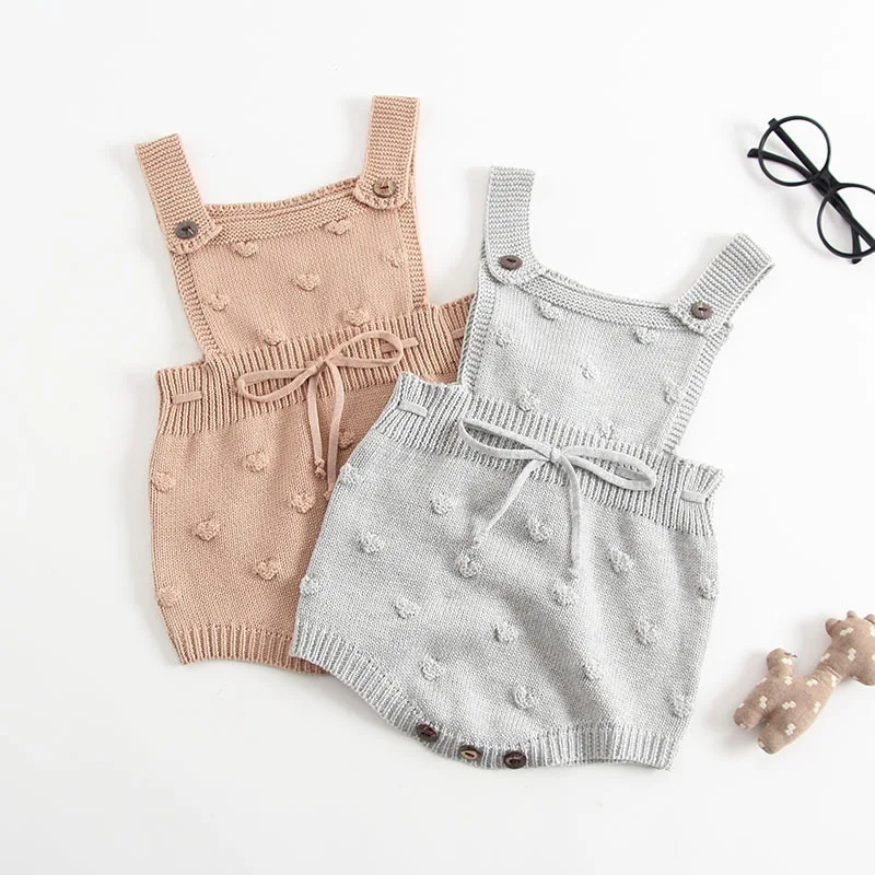 

Toddler Baby Girls Candy Color Knitted Rompers Autumn Spring Autumn Western Cute Infant Sweater Fashion Crochet Rompers