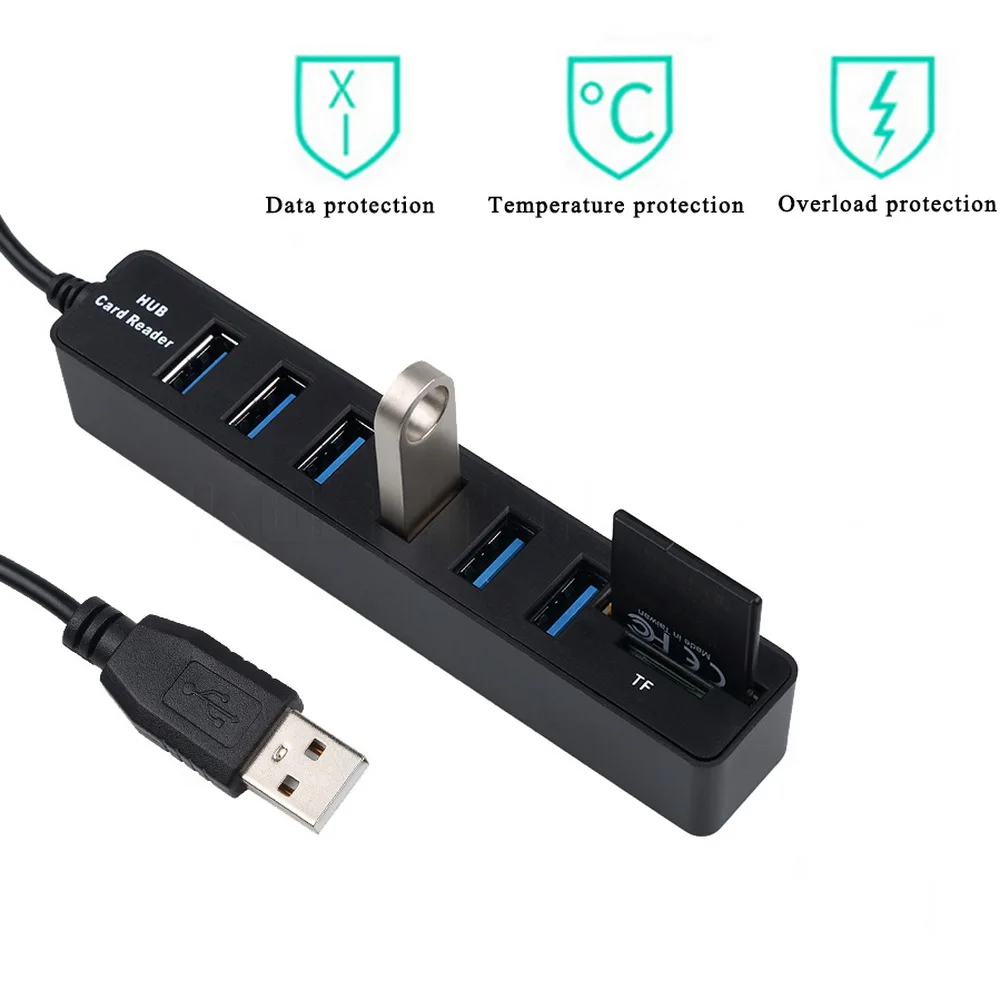 Kebidu 6/3 портов все в одном usb-хаб комбинированный мульти USB2.0 разветвитель концентратор Micro Card Reader SD/TF 480 Мбит/с Высокая скорость для ПК компьютера