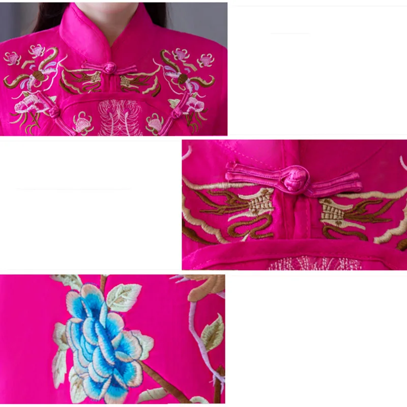 Женское платье в этническом стиле Свободное длинное Ципао из хлопка и льна с