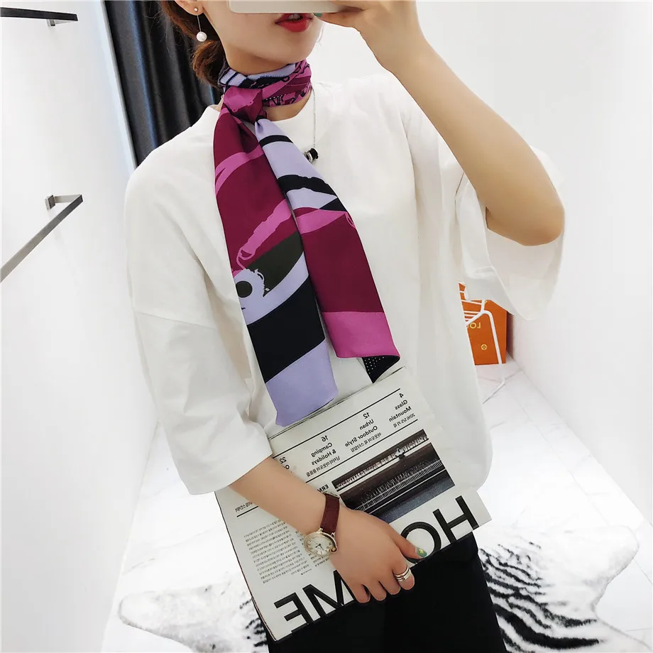 160cm Luxury Brand New Design Tassels Chain Twill Scarf Double-deck Women Scarf Head Silk Scarves Wraps Neckerchief For Ladies