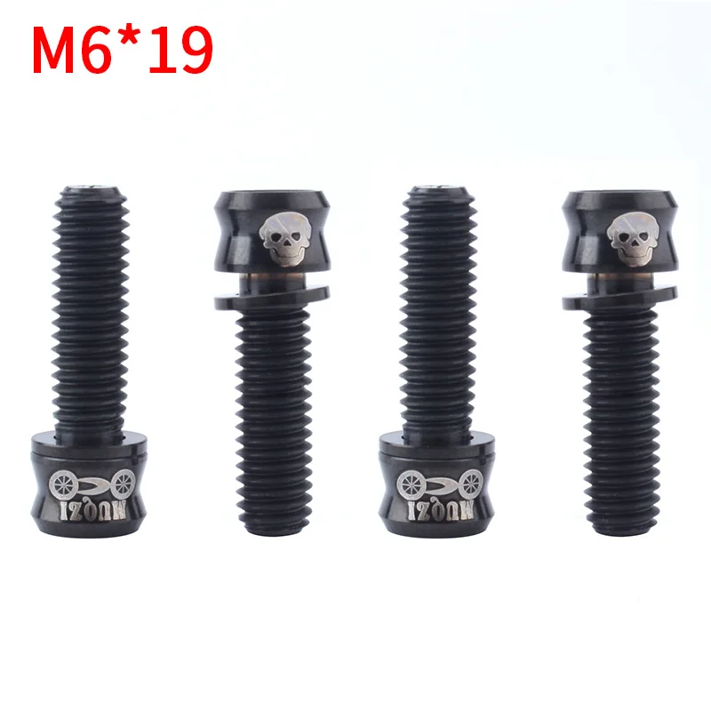 Muqzi 4 шт велосипед M6 Болты MTB Велоспорт M6* 17/19 мм Титан сплав дисковый тормоз триггерный винт крепежные винты красочный - Цвет: M6-19 Black