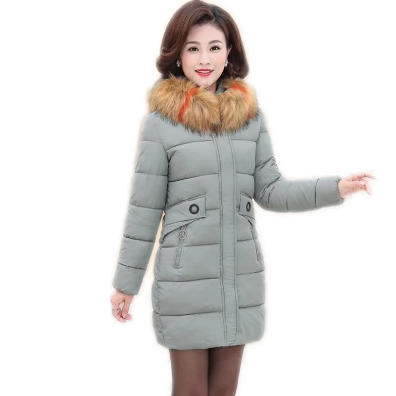 

New Fashion Plus Size 5XL Winter Women Down Jacket 2018 Medium-Long Down Cotton Jacket For Mid-Age Women Slim Winter Coats Q698