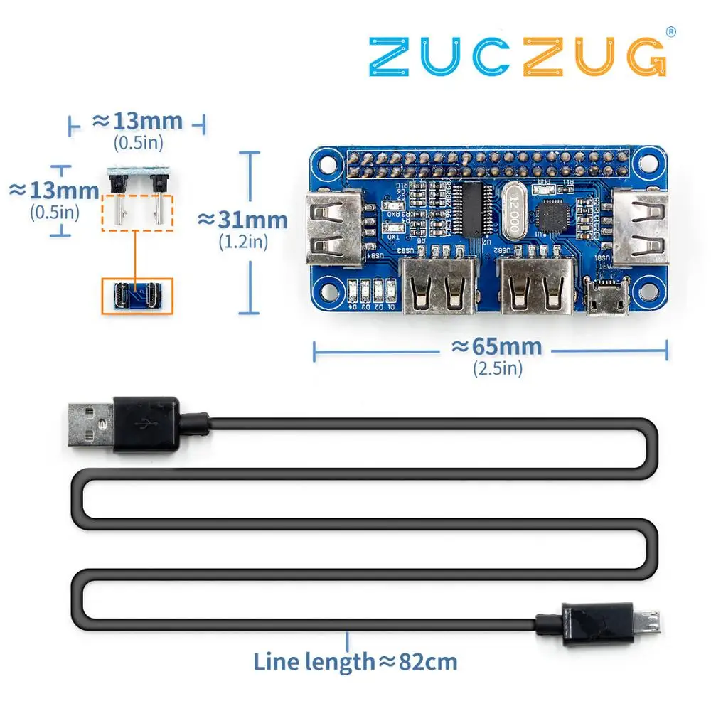 4 порта USB HDM HUB HAT для Raspberry Pi 3 / 2 Zero W Плата расширения к UART последовательной