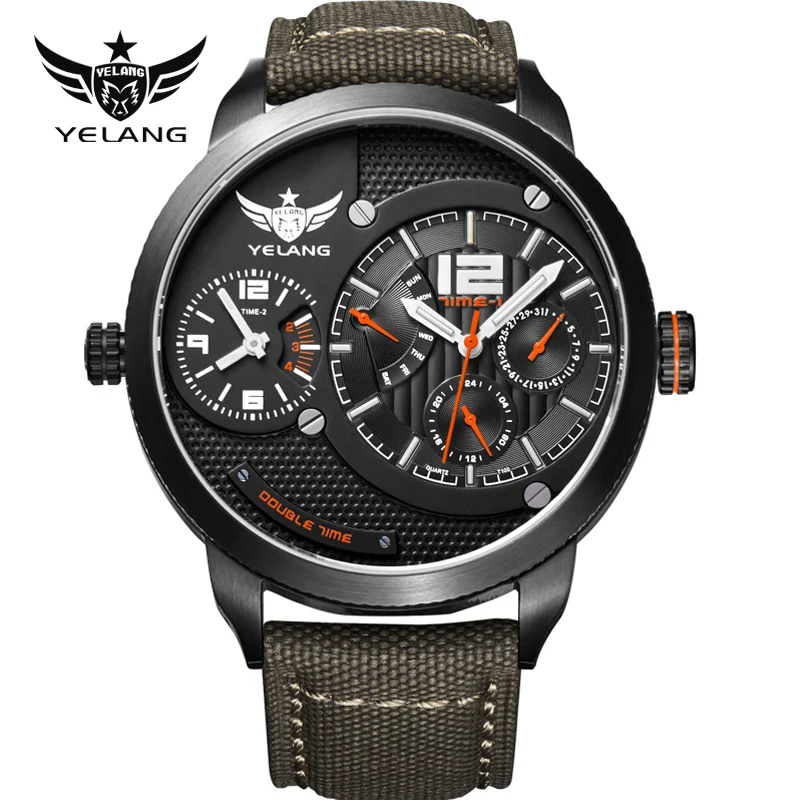 Часы мужчины большой циферблат Нескольких Часовых поясов газообразного трития