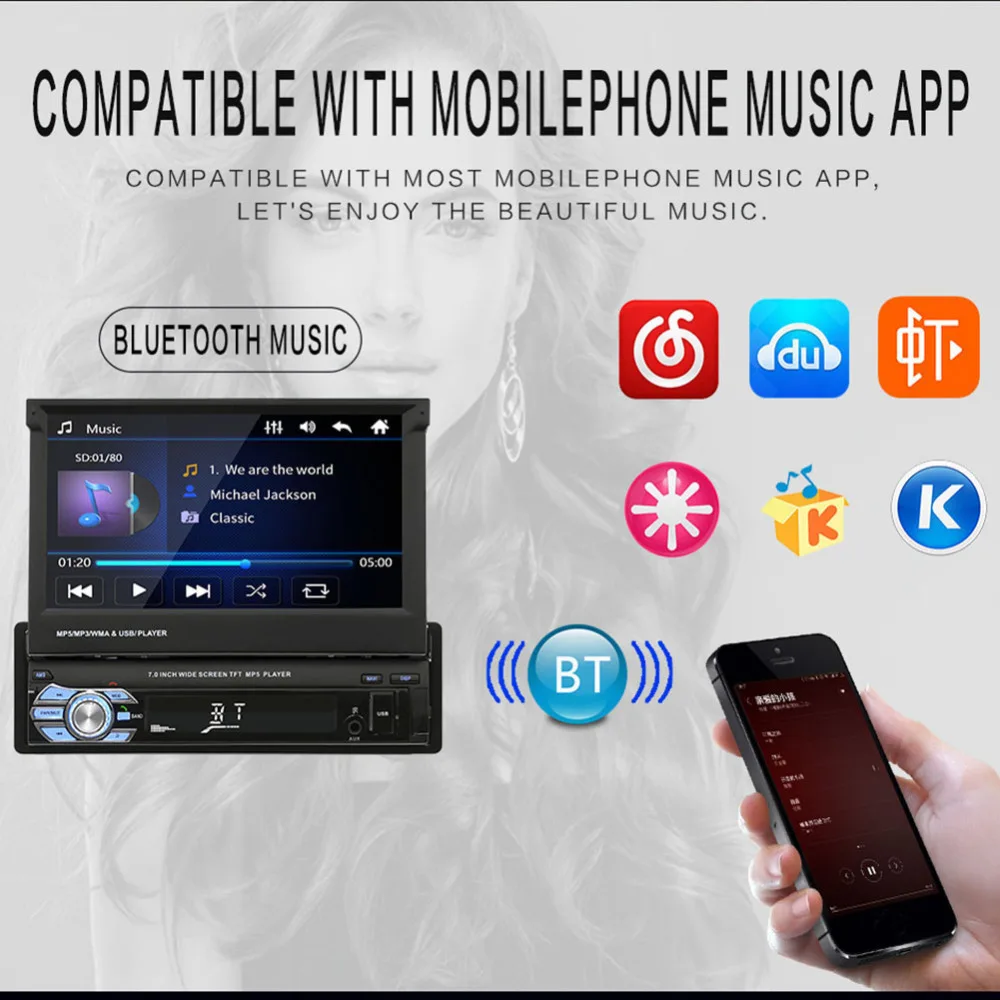 Автомобильный MP5-плеер SWM складной с 7-дюймовым сенсорным экраном Bluetooth GPS RDS AM FM
