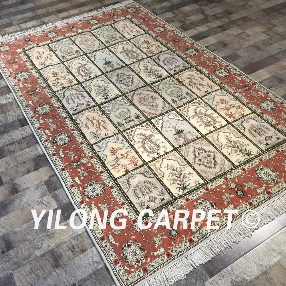 Yilong 5 'x 8' четыре сезона ручной персидский ковер красный Восточный Шелковый