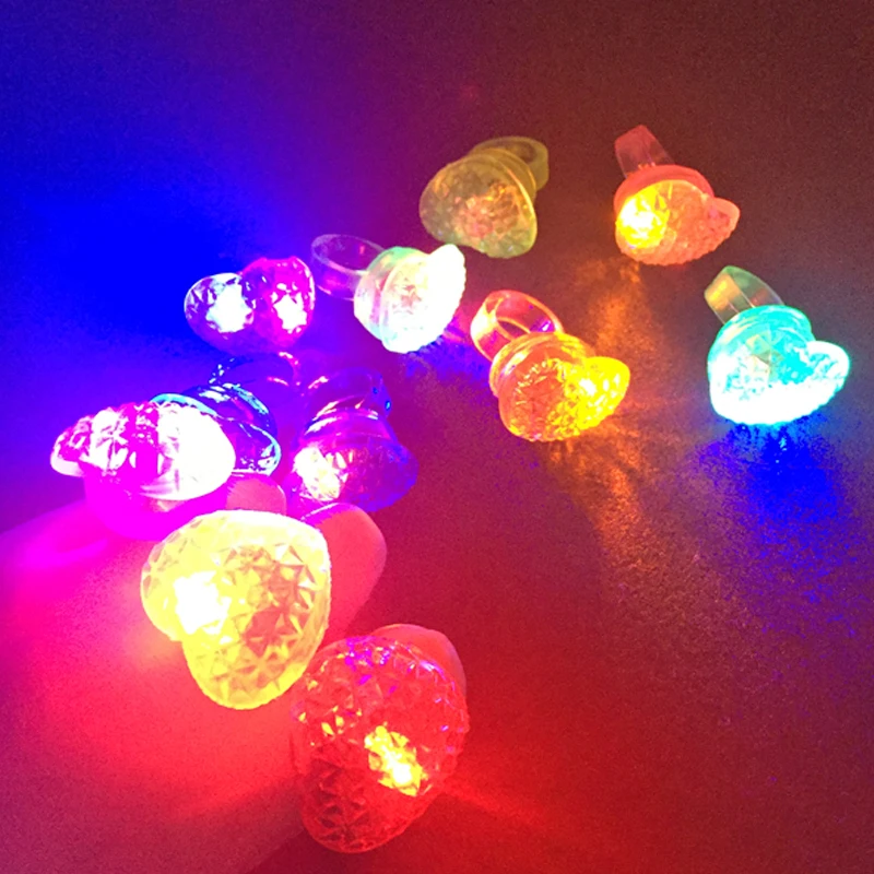 25 PCS Flashing Glow Jelly Heart Shape Rings Colorful LED Light Up Finger Ring Dancing Rave Party Wedding Decoration | Дом и сад