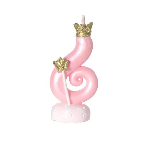 pink 6 Высококачественная корона на день рождения цифровые свечи детский душ Топпер для торта «С Днем Рождения» Единорог вечерние Улица Сезам день рождения торт Декор - Цвет: pink 6