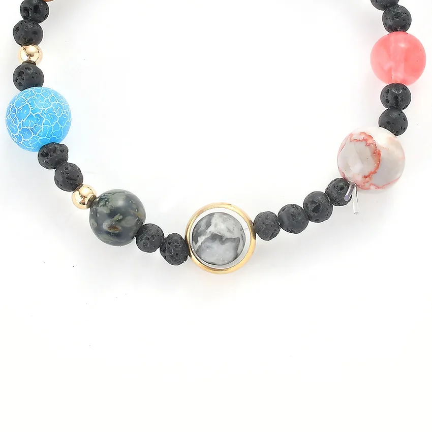 CJZBLXSL00672 The solar system eight planets beaded bracelets Amazon explosion volcanic stone ornaments stars natural bra | Украшения и