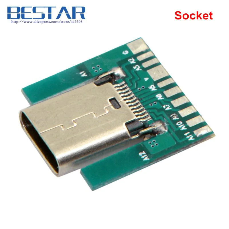 DIY 24pin USB 3 1 Тип C штекер гнездо разъем SMT с ПК платой|socket safety|smt transistorsocket pics |