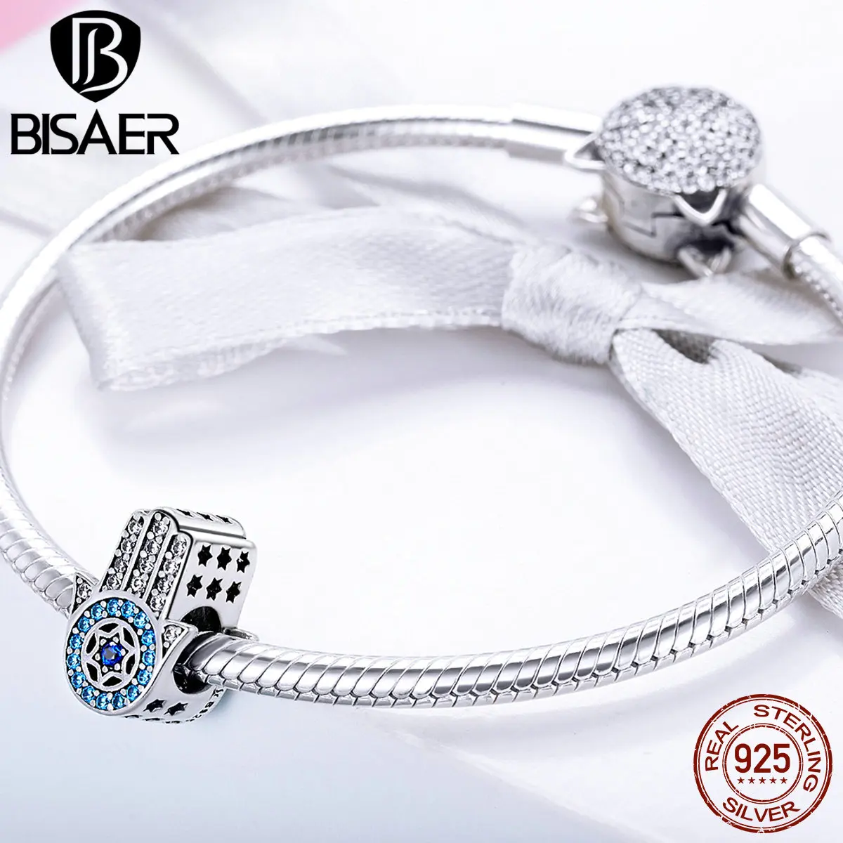 100% 925 пробы серебряные бусины Hamsa Hand Lucky Fatima для женских браслетов ECC721 | Украшения и