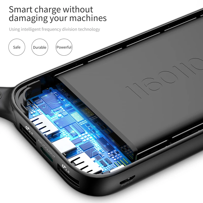 Baseus 20000 мАч Quick Charge 3 0 Power Bank USB C Pover Poverbank Портативное зарядное Внешнее устройство