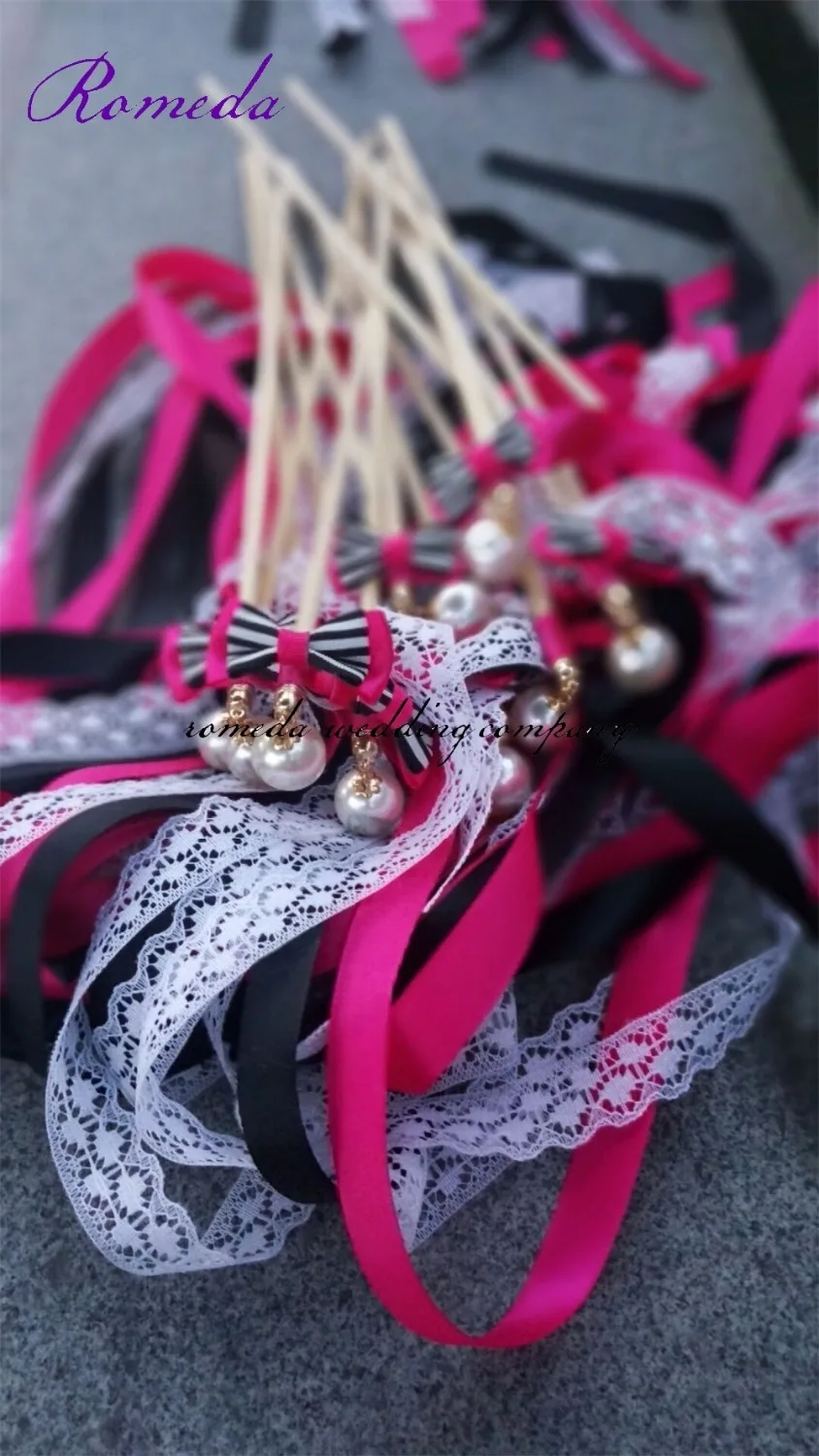 10pc /lot Wedding Ribbon Wands Stick With Pearl and Bowknot For Party | Дом и сад