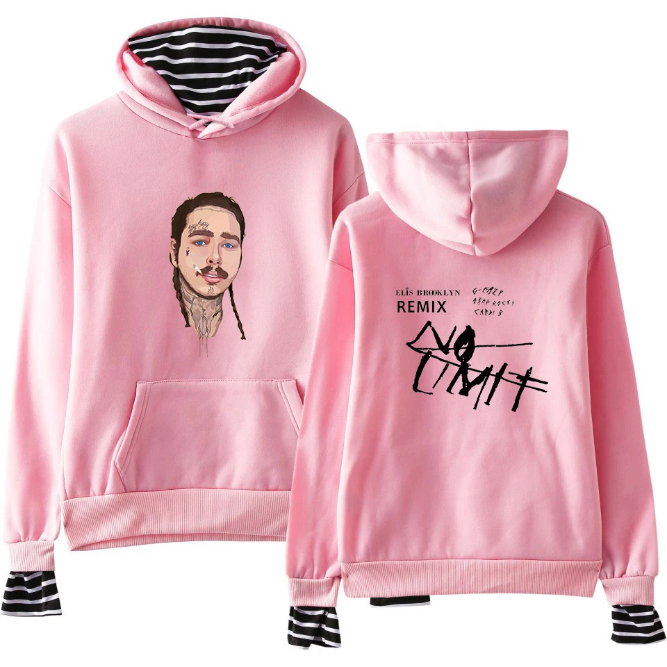 

Post Malone Fashion Printed Fake Two Piece Hoodies Women Long Sleeve Hooded Sweatshirt 2019 Hot Sale Casual Streetwear Clothes