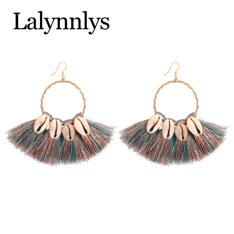Lalynnlys 2019 богемные Разноцветные серьги с кисточками для женщин и девушек