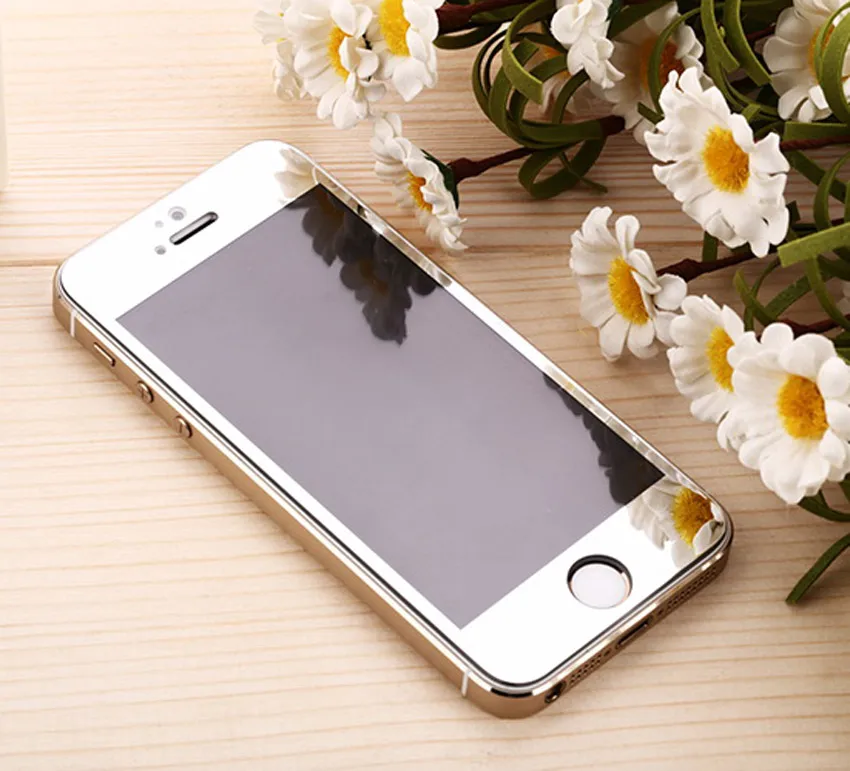 1 шт., переднее цветное закаленное стекло для iPhone 6, 6 S, 7, 8 Plus, зеркальное покрытие для iPhone 5, 5S, 5C, SE, Защитная пленка для экрана