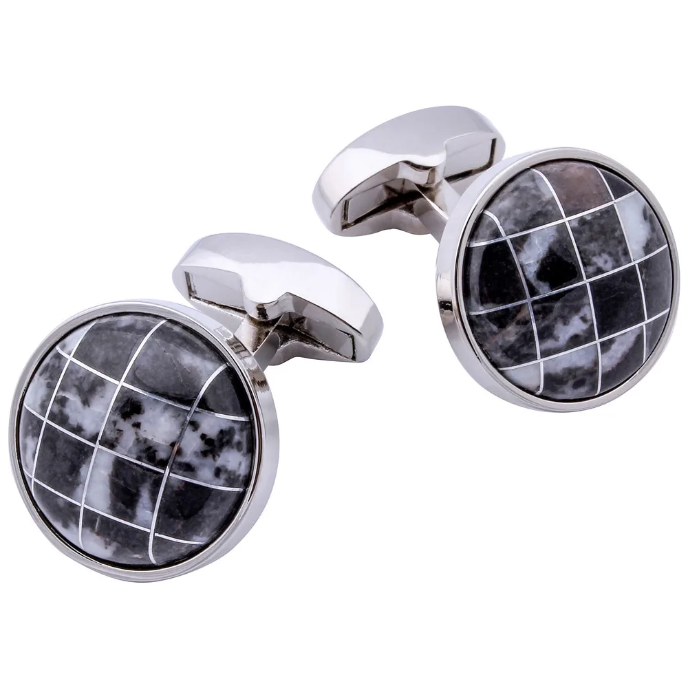 HAWSON Round Natural Stone Cufflinks Trendy Vintage Streak Cuff Button Men's French Dress Accessories 4 Colors Available | Украшения и