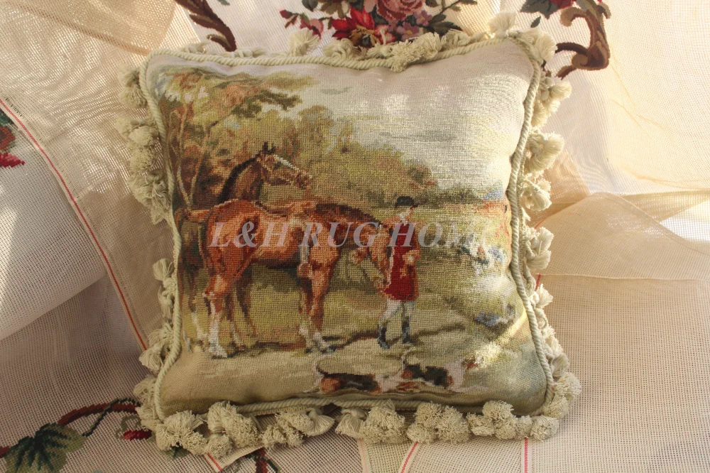 

FREE SHIPPING 15K 16"X16" Needlepoint pillow handmade wool cushion no insertion European Style pillow cover