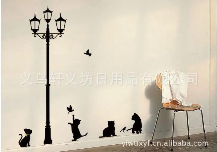 Vinyl stickers PVC wall cat decorative living room wallpaper DIY home art poster under the lights | Дом и сад