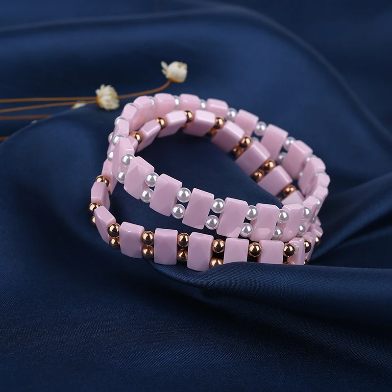 Браслет с розовыми бусинами pulseira da amizade, регулируемый браслет дружбы, керамический браслет, подарок, золотой, серебряный браслет для женщин, элегантный