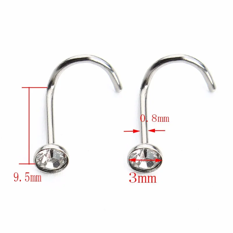 2 шт./лот новогодние титановые антиаллергические шпильки для носа крючки 0 8*9 5 мм