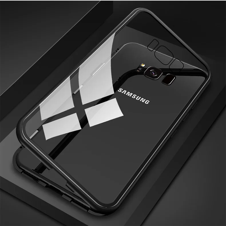Магнето Магнитная Адсорбция металлический жесткий чехол для samsung Galaxy S9 S8 плюс S7 край Note8 Note9 защитная пленка из закаленного стекла класса люкс чехол для телефона