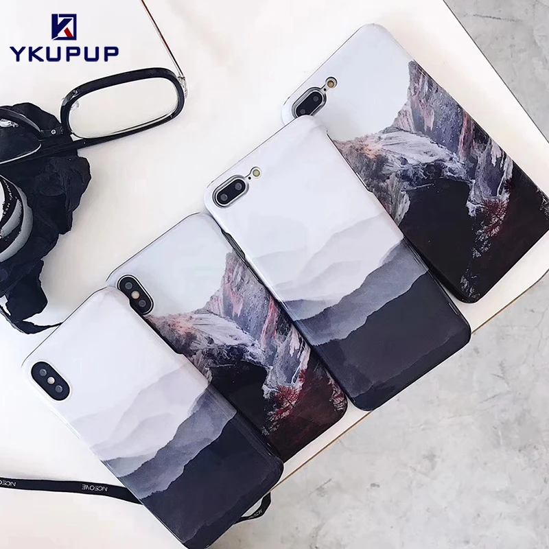 Ykupup модный Горный пейзаж Телефон задняя крышка для iphone X Case 6 6s 7 8 plus coque fundas Жесткий